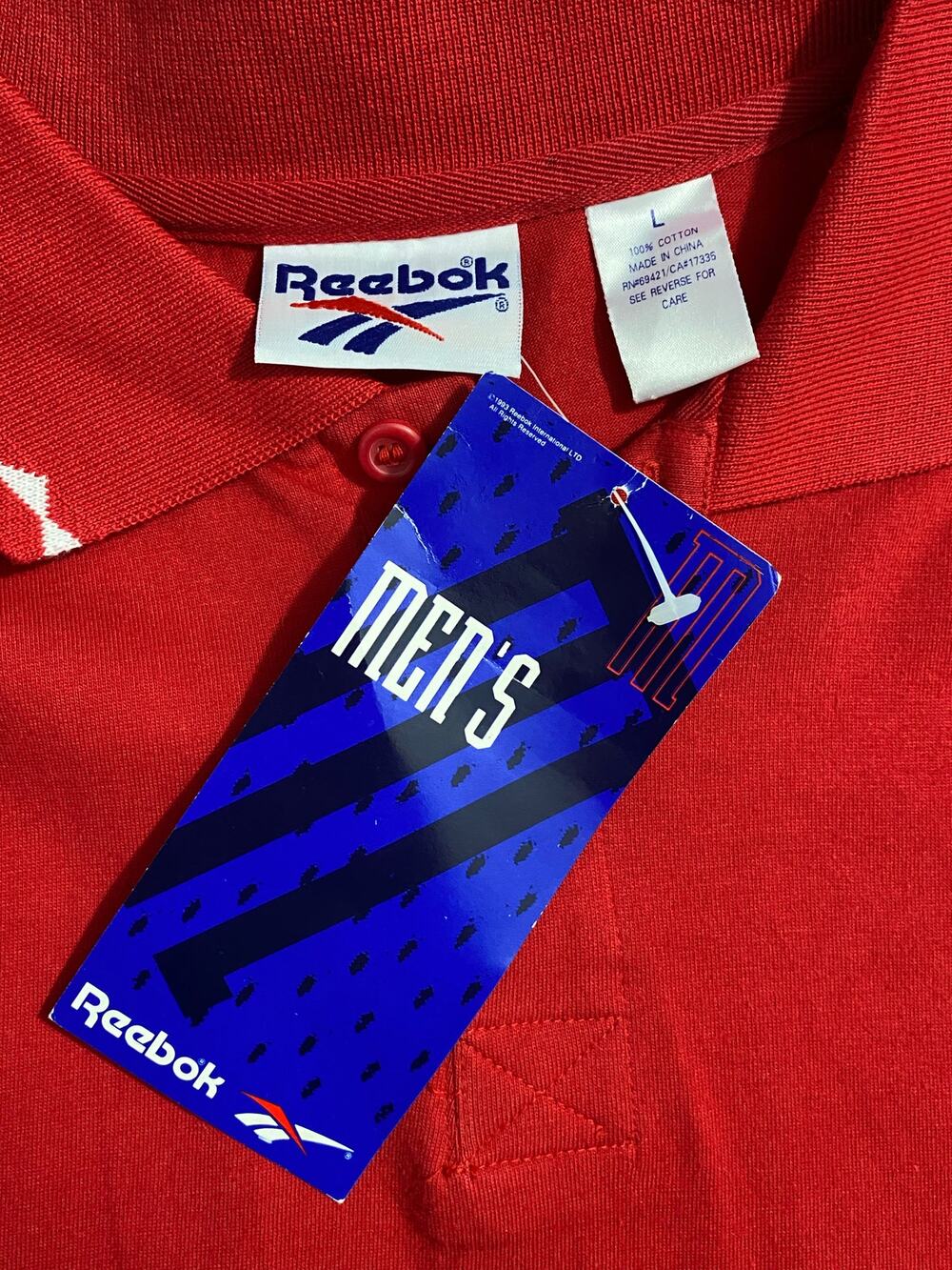 Vintage Reebok Polo Red New With Tags Deadstock 90s Size Large
